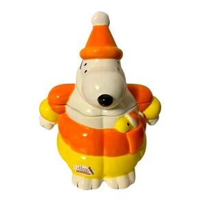 Peanuts Snoopy Candy corn Cookie Jar Puffer Jacket Halloween Brands 10.5”